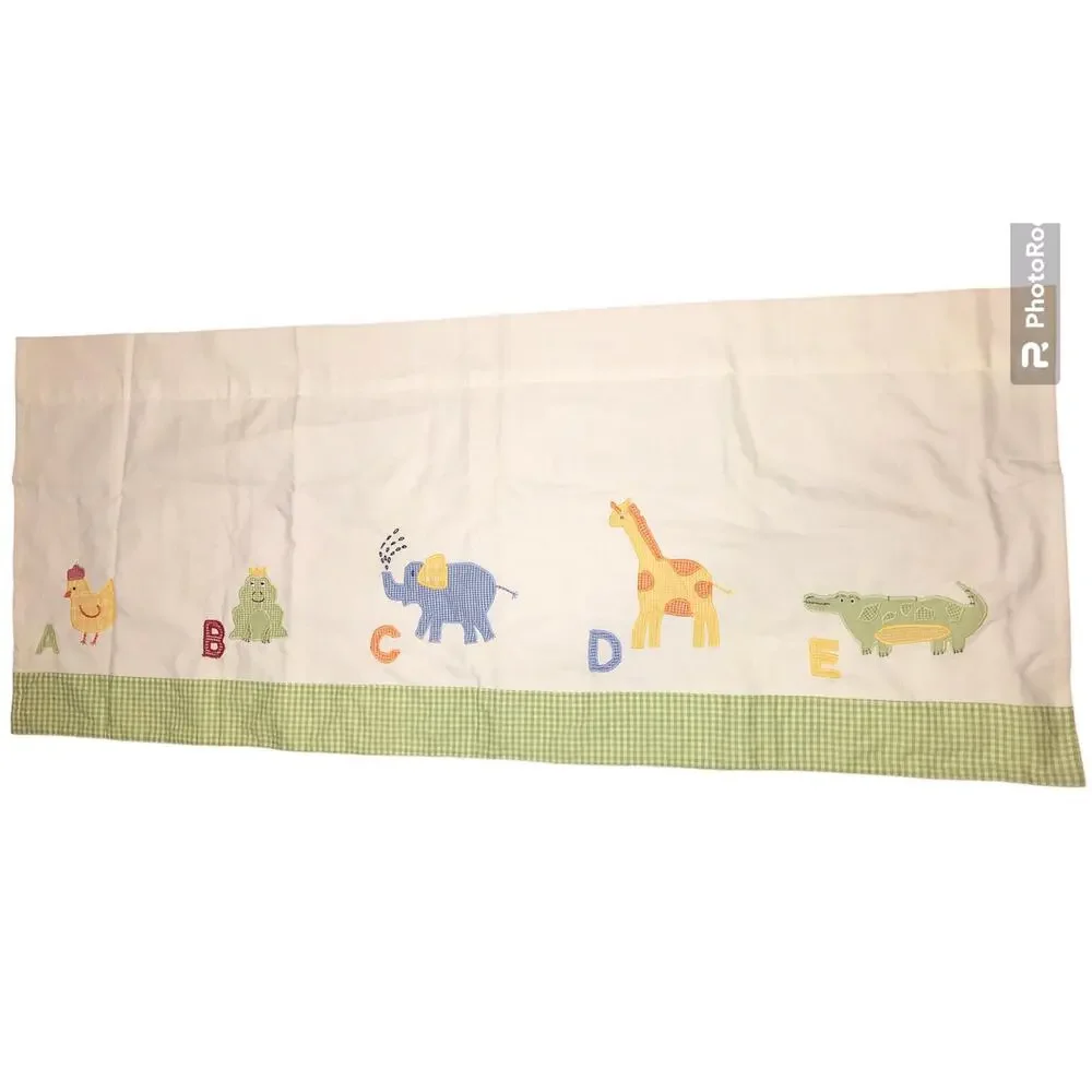 POTTERY BARN KIDS Valance‎ Nursery Window Curtain Animals ABC Applique 43.5